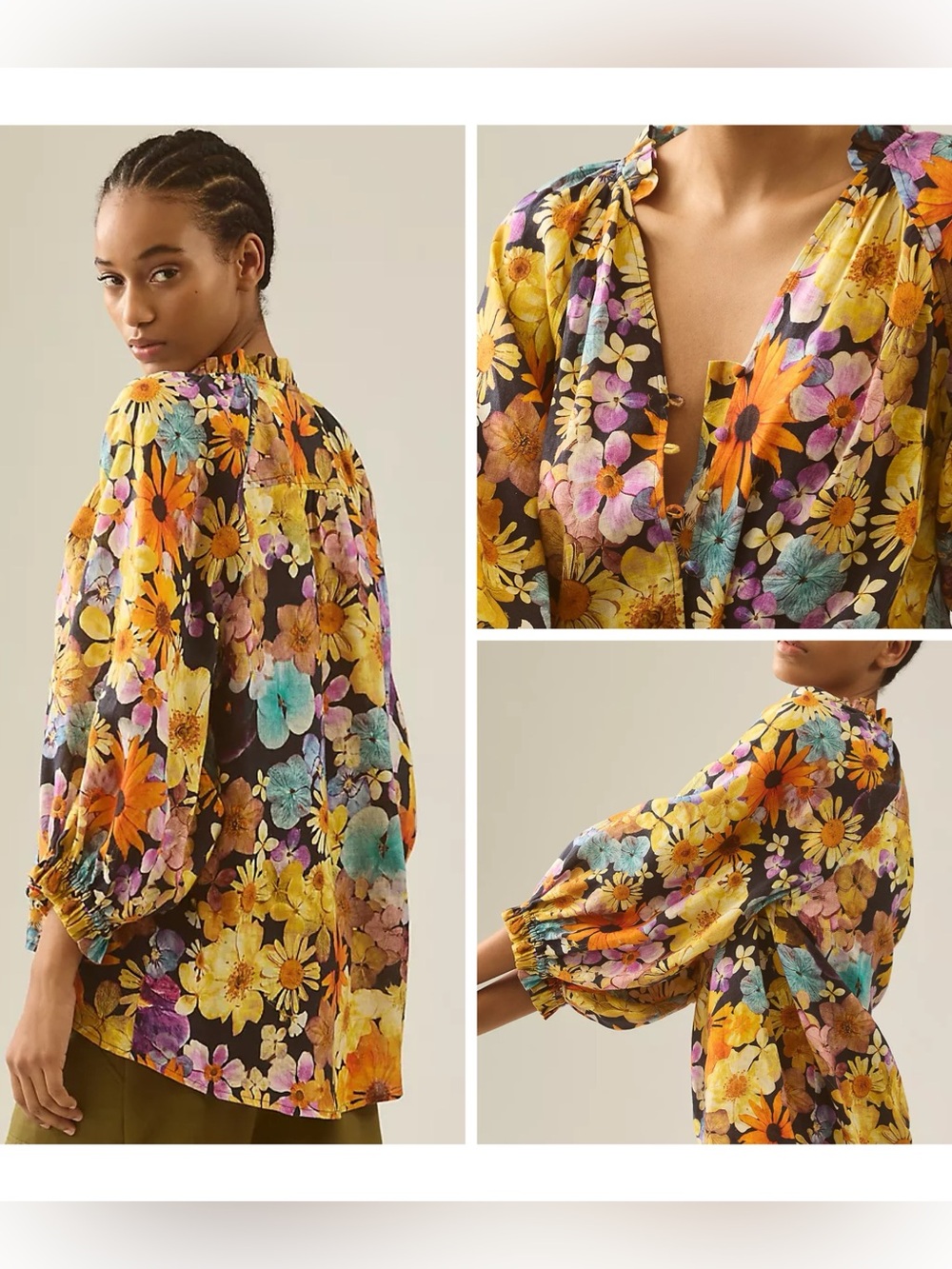 NWOT! Moxy Collective Maeve Anthropology Floral 100% Linen Blouse Sz M